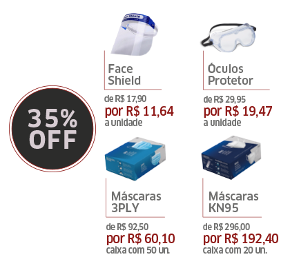35% off 35% de desconto em EPIs